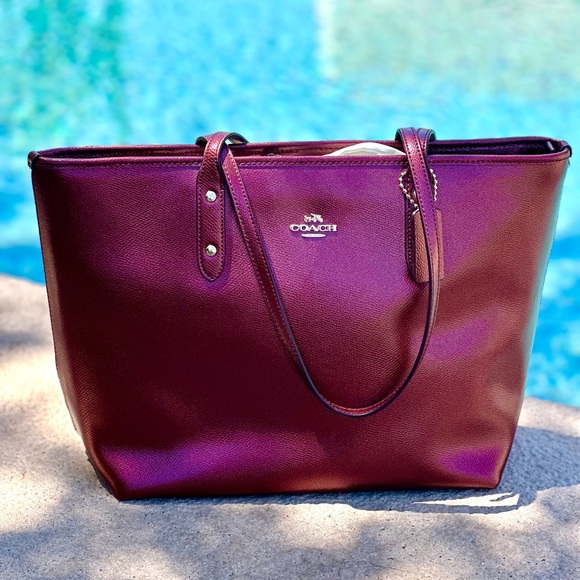 Coach Bags Very Vibrant Burgundy Coach Tote Poshmark